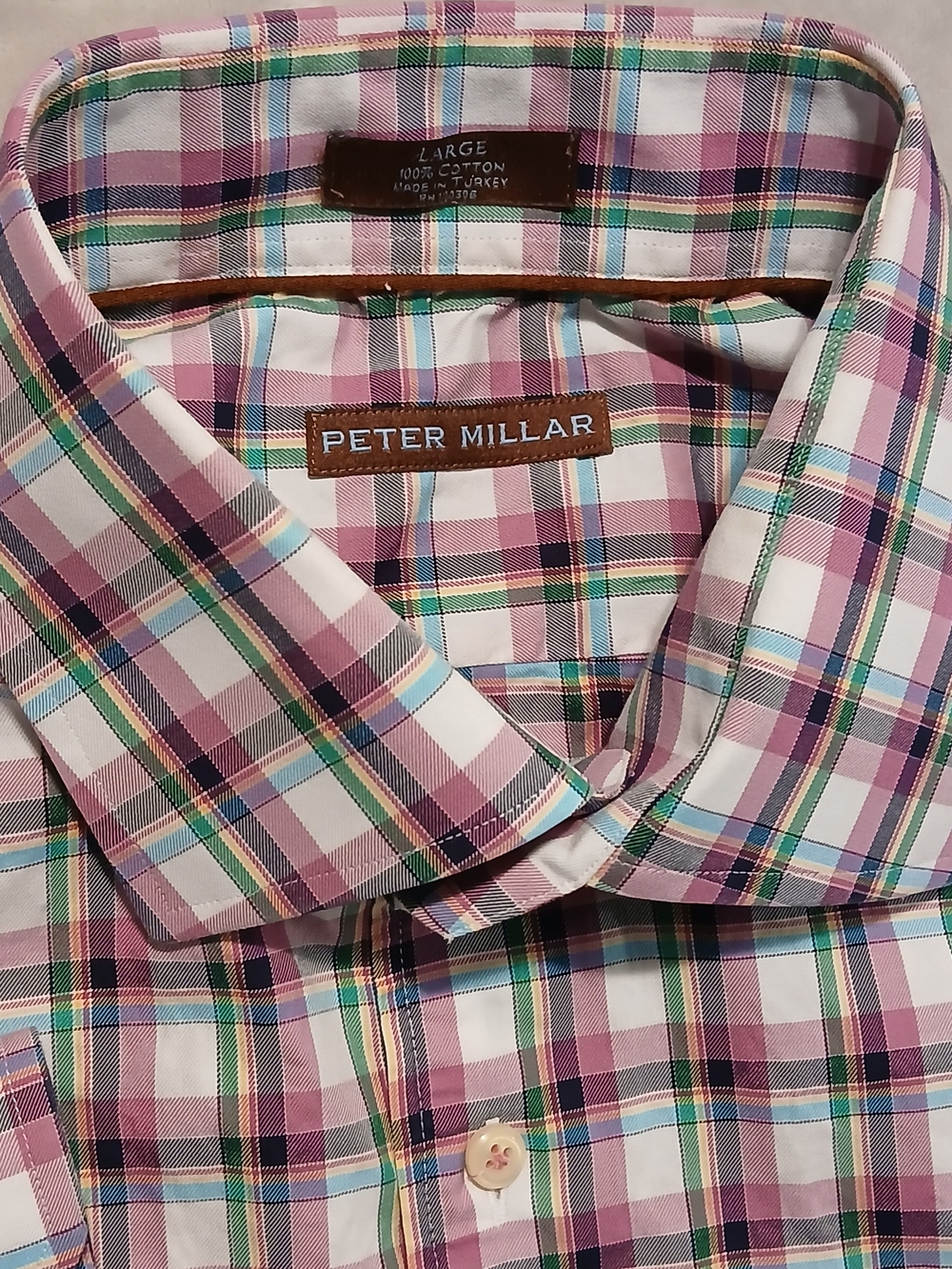 Peter Millar Shirt L Men's Long Sleeve Button Up Plaid